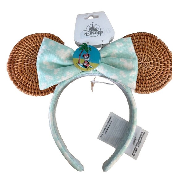 2024 Disney Parks Minnie Mouse Summer Tropical Palm Tree Rattan Headband Ears - Picture 1 of 9
